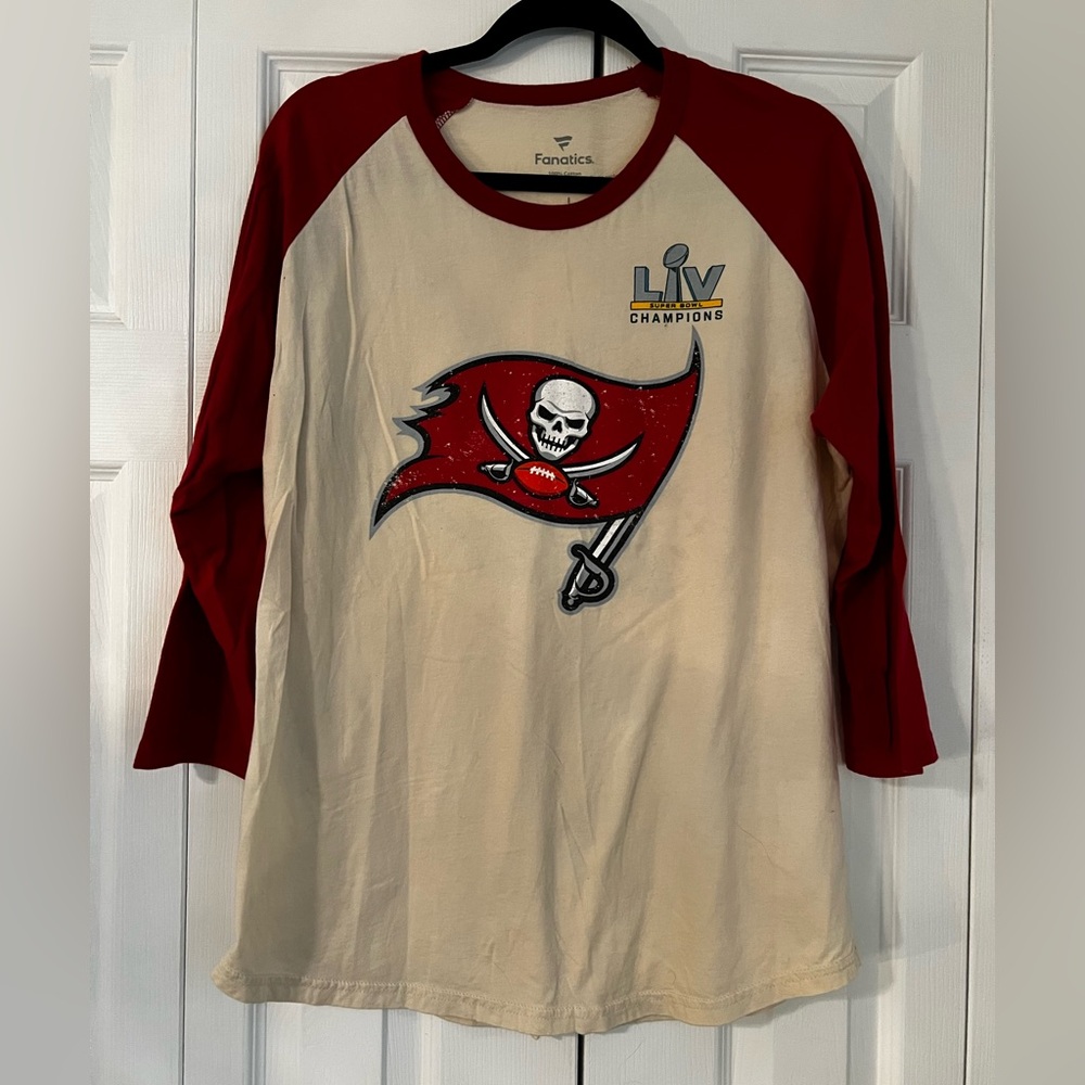 Fanatics Red and Cream Tom Brady LIV Champions Shirt
